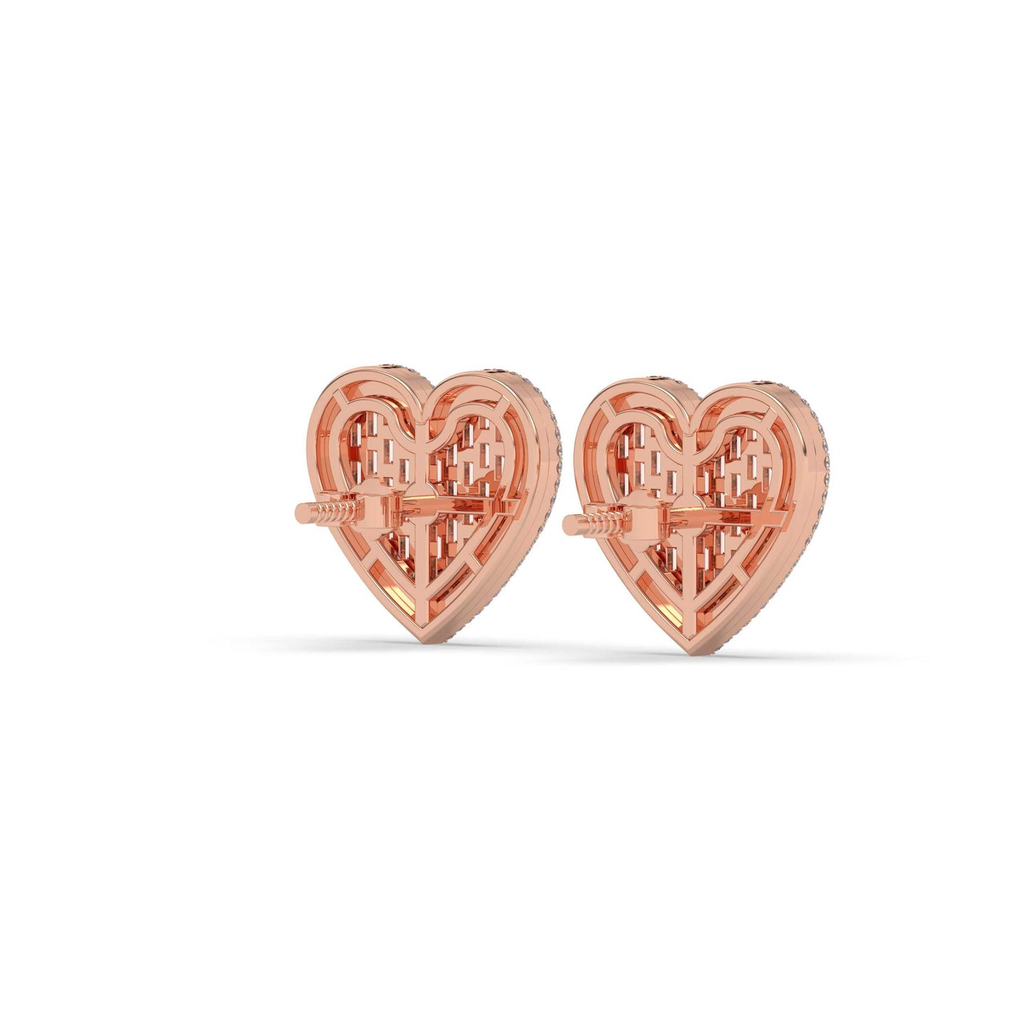 Baguette Love Heart Stud Earrings