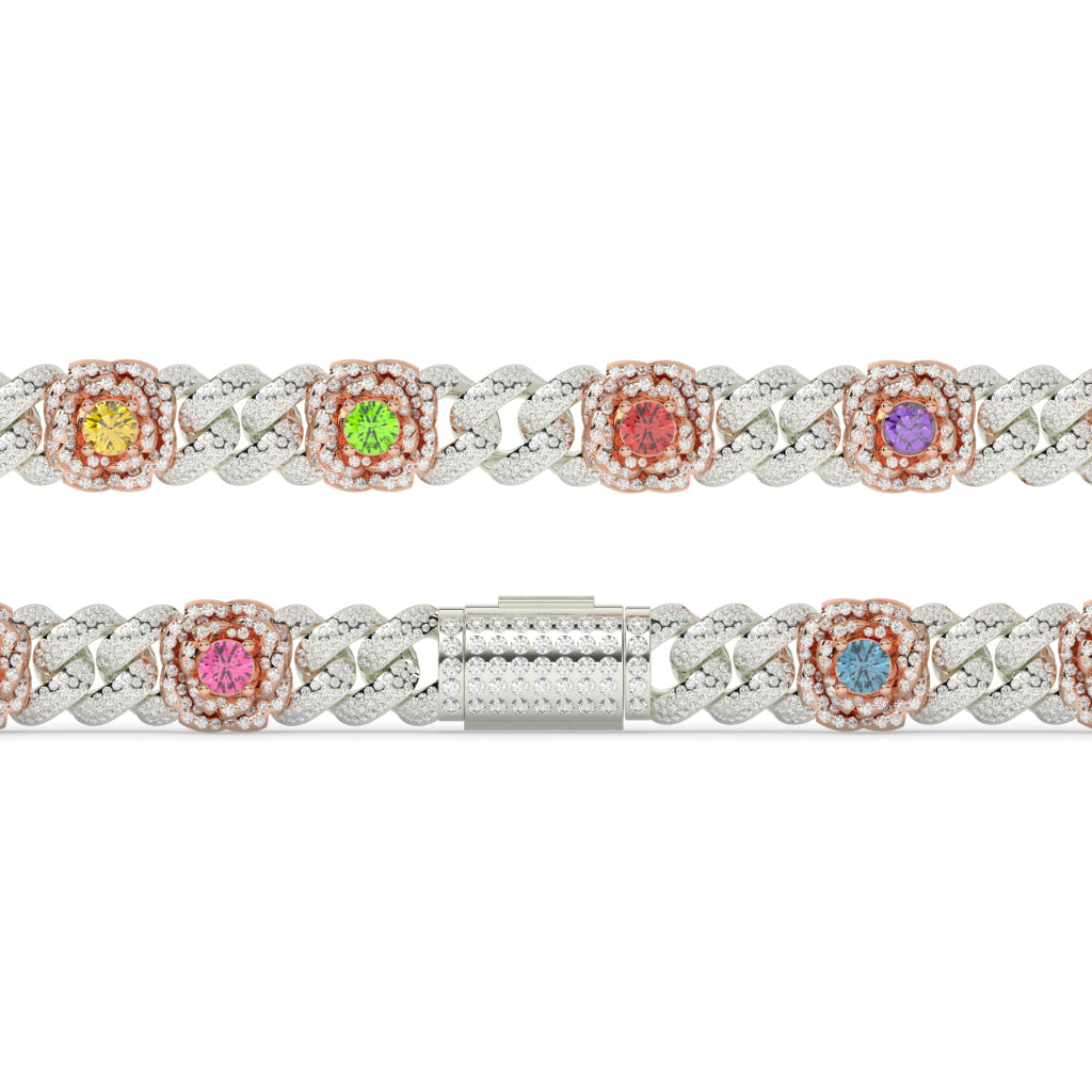 Rainbow Bloom Cuban Link Bracelet