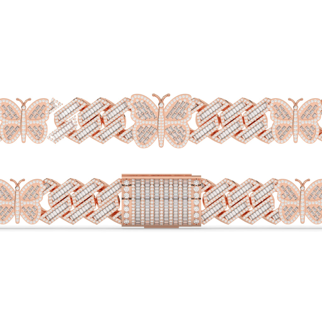 Butterfly Baguette Cuban Link Bracelet