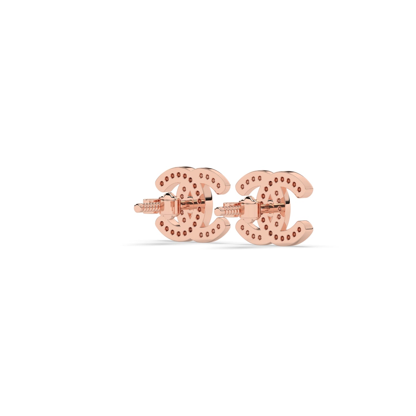 Twin C Sparkle Studs Earrings