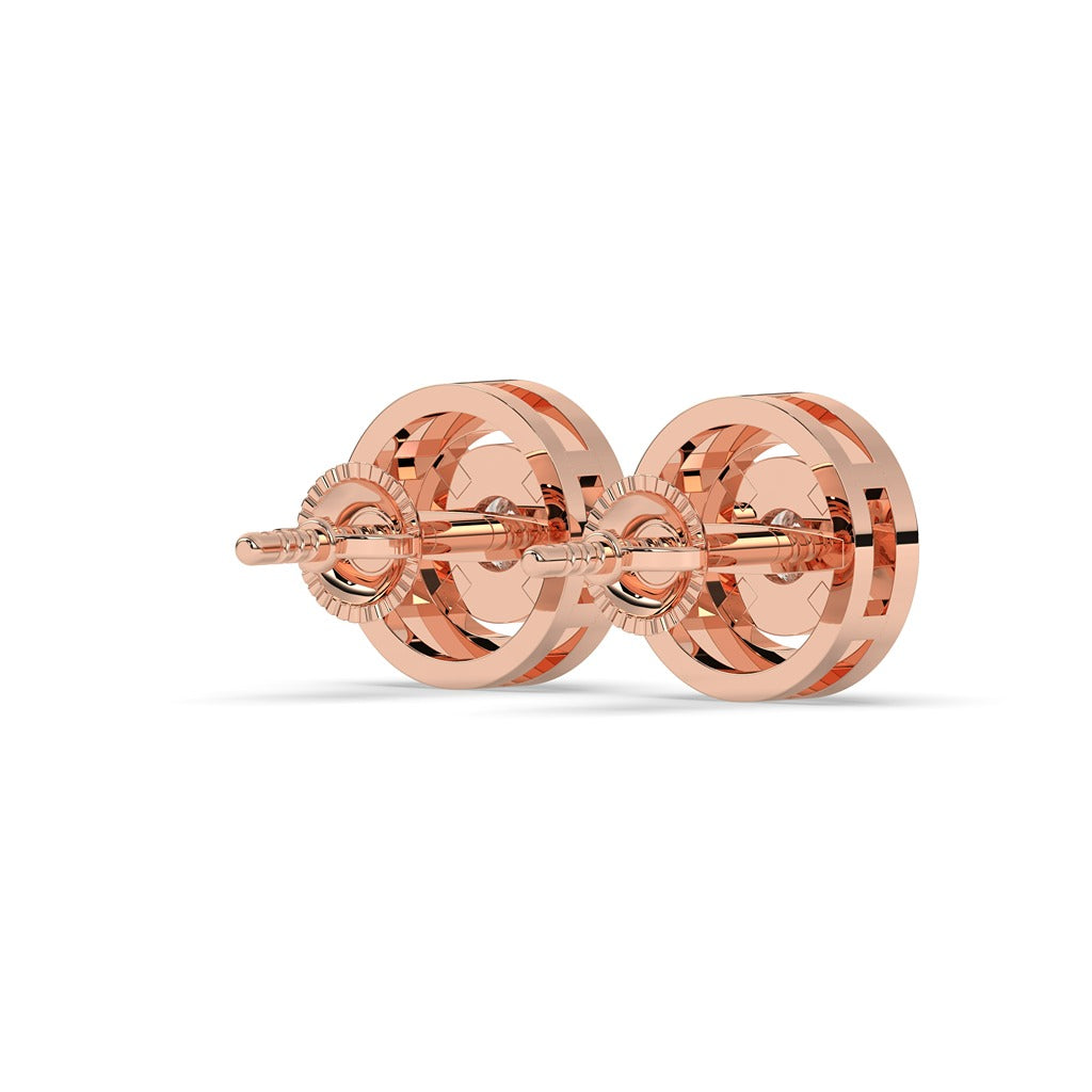 Gold Halo Circle Diamond Earrings