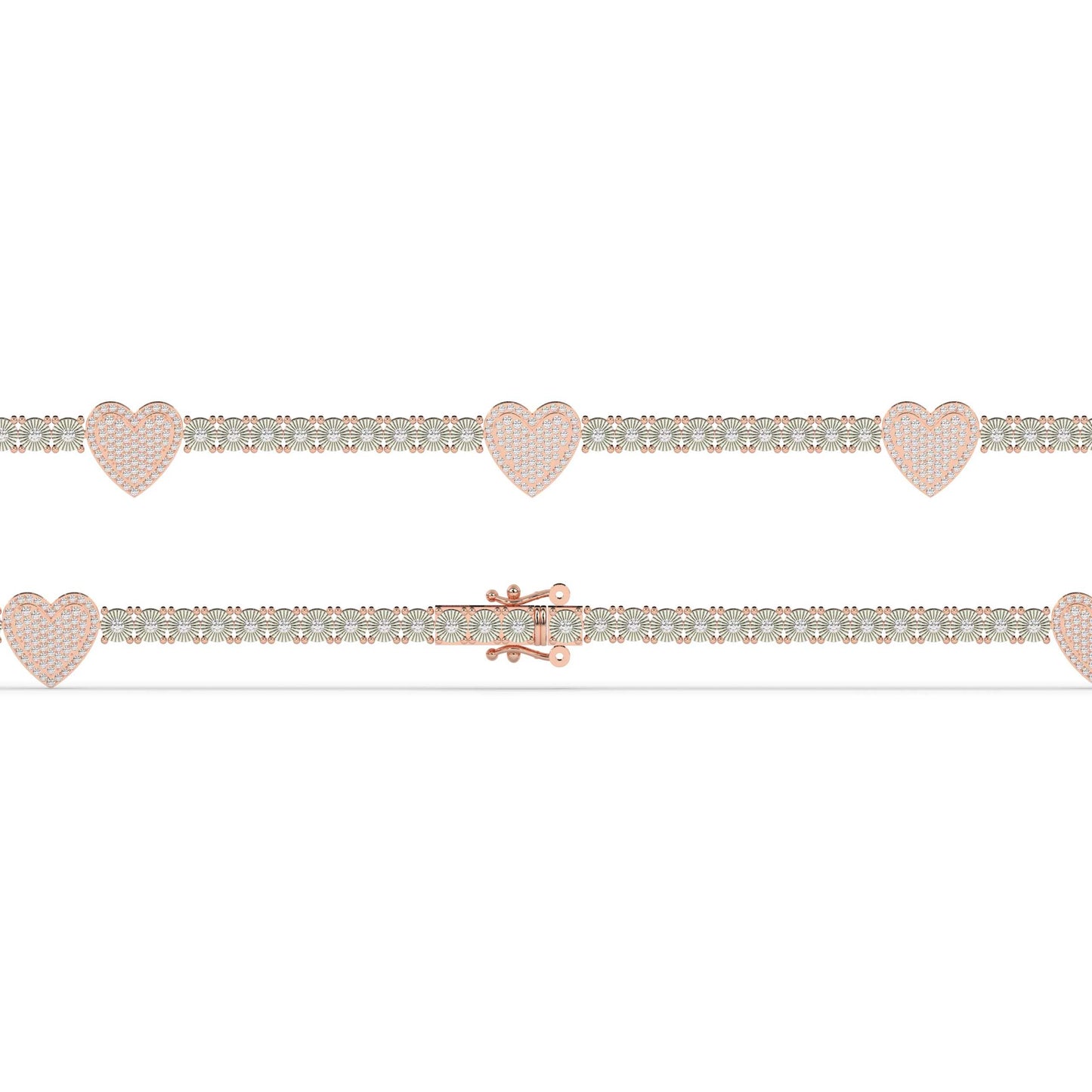 Diamond Heart Love Link Bracelet