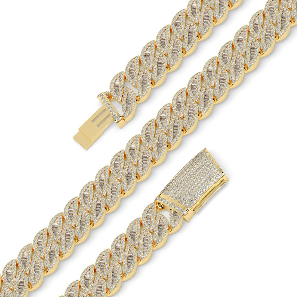 Baguette Diamond Round Cuban Chain