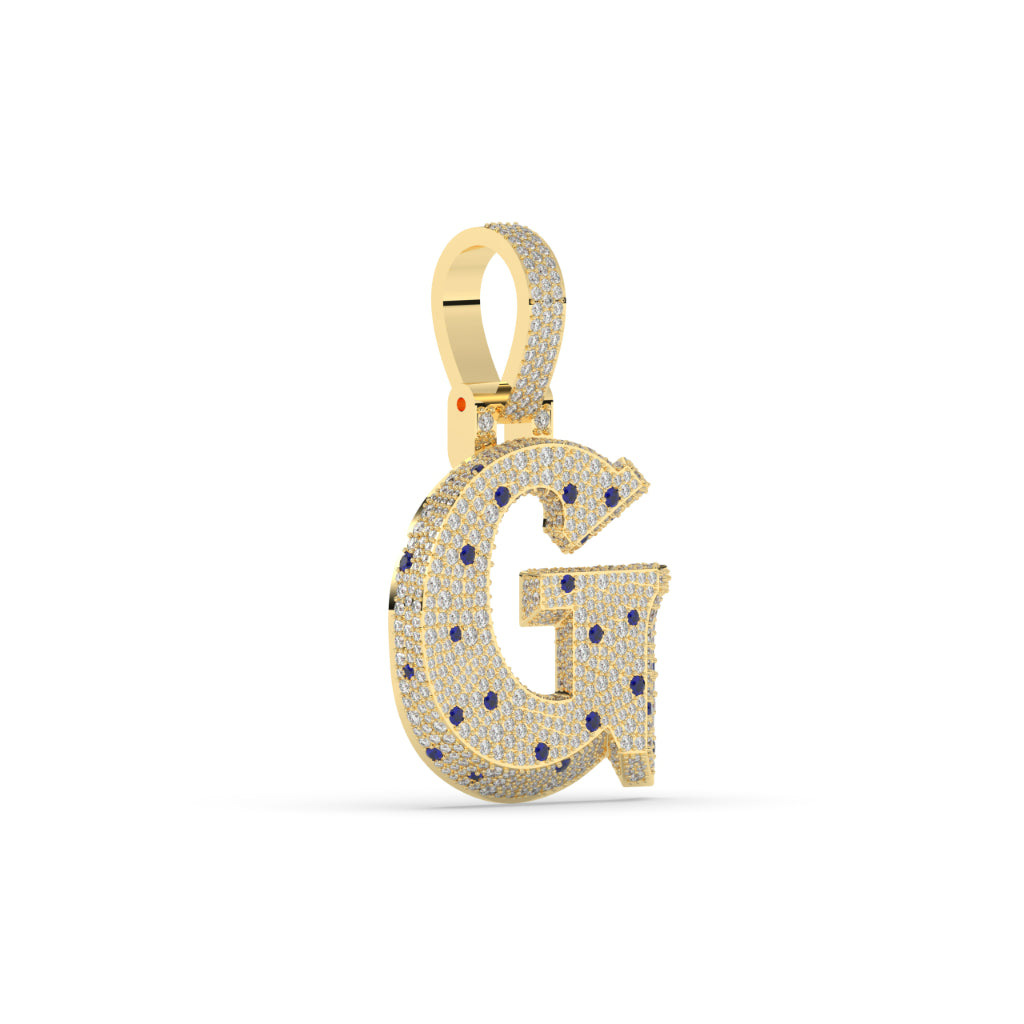 Glittering G Blue Diamond Pendant