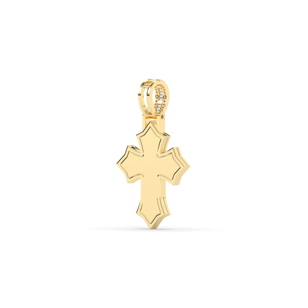 Bold Baguette Cross Gold Pendant