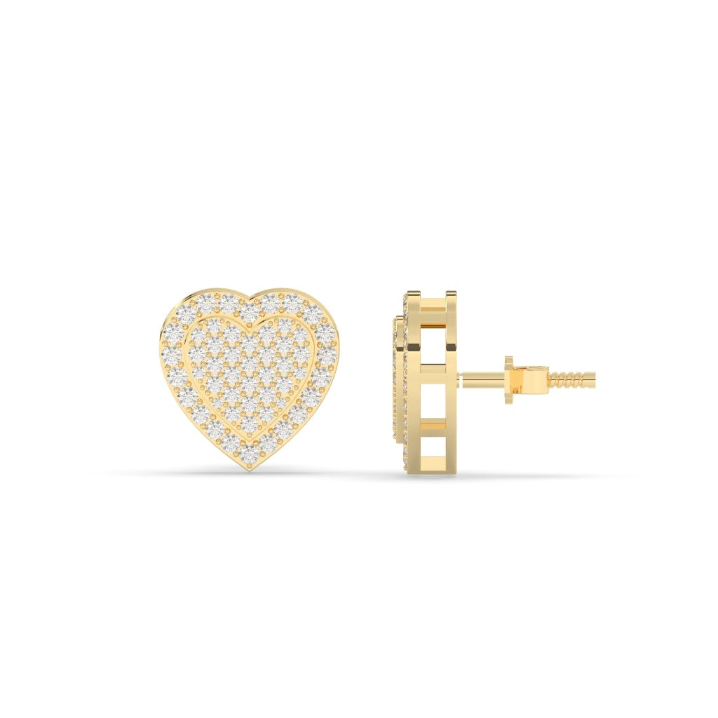 Pavé Heart Diamond Stud Earrings