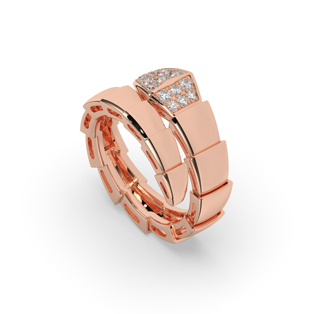 Gold Shield Link Diamond Ring