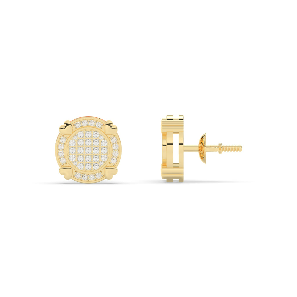 Golden Halo Pave Stud Earrings
