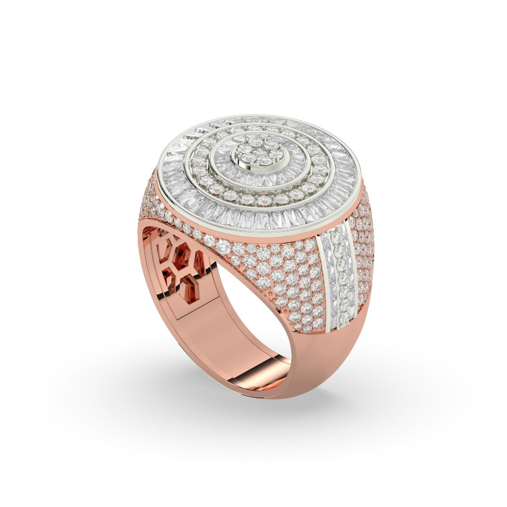 Diamond Spiral Baguette Circle Ring