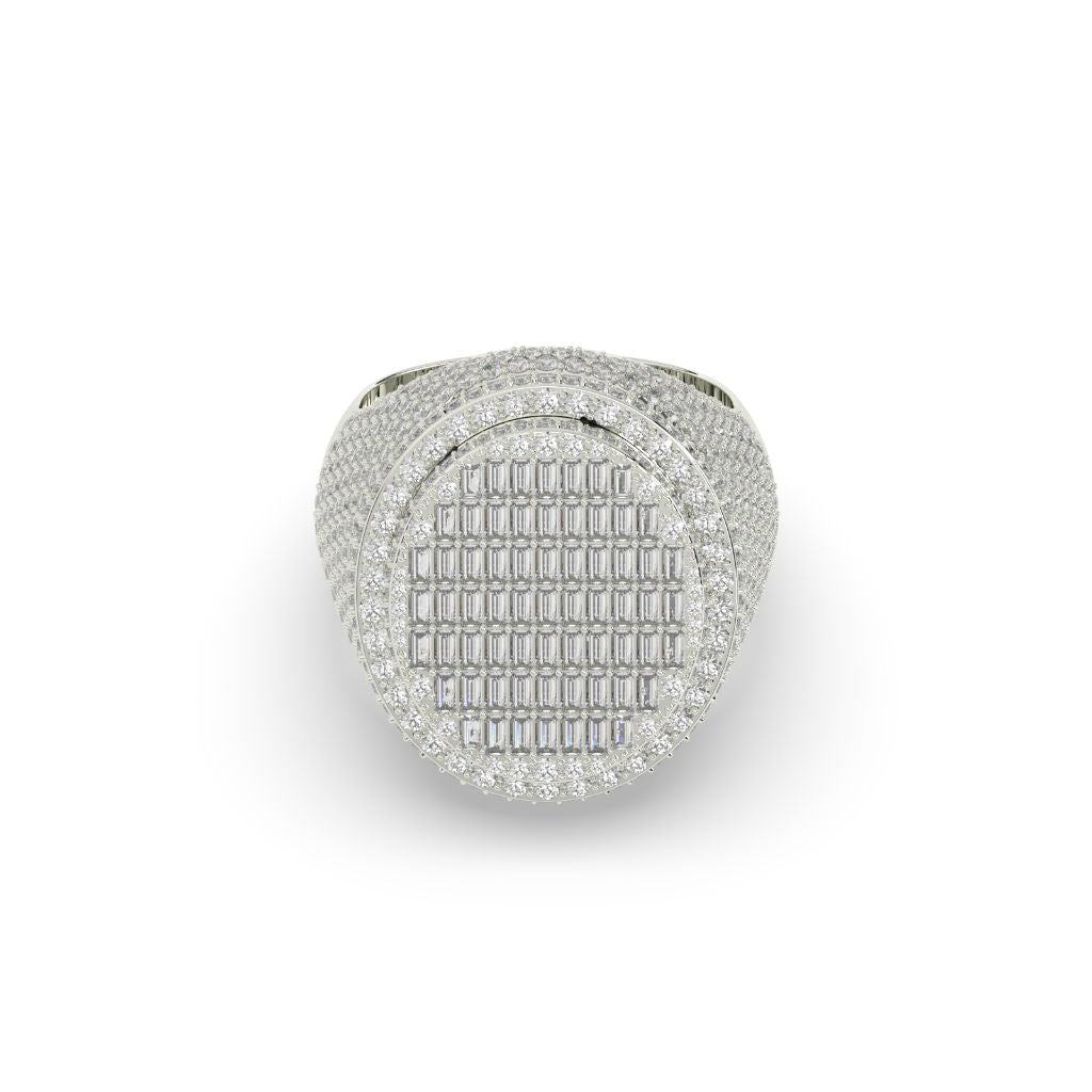 Golden Grid Oval Diamond Ring