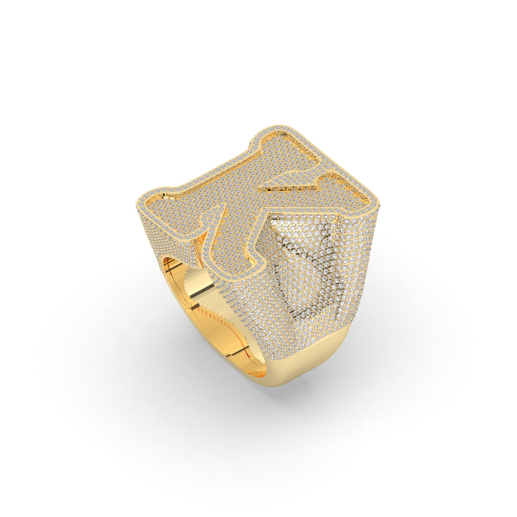 Diamond-Encrusted K Initial Ring