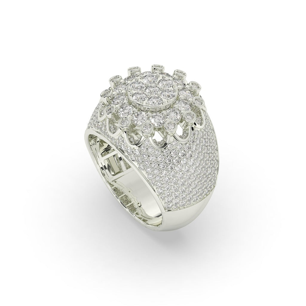 Golden Petal Crown Statement Ring