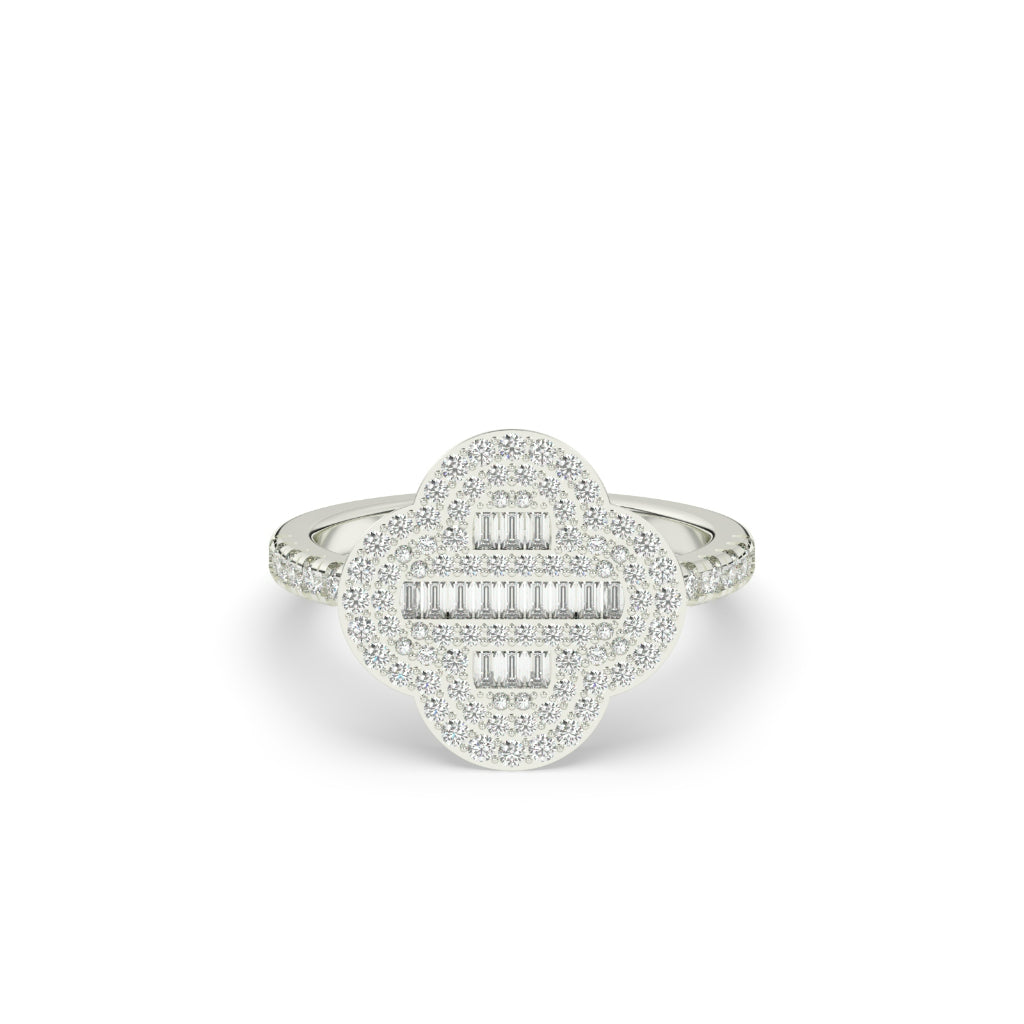 Regal Clover Baguette Diamond Ring