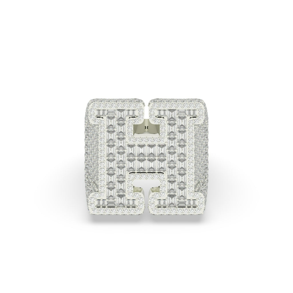 Bold Gold Diamond H Ring