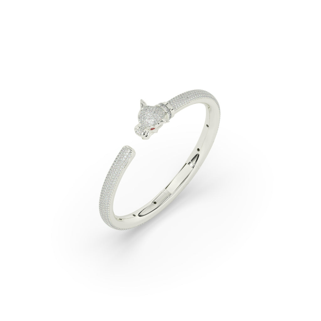 Golden Panther Head Diamond Bangle