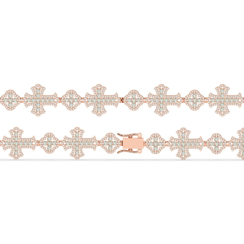 Crowned Cross Gold Bling Bracelet