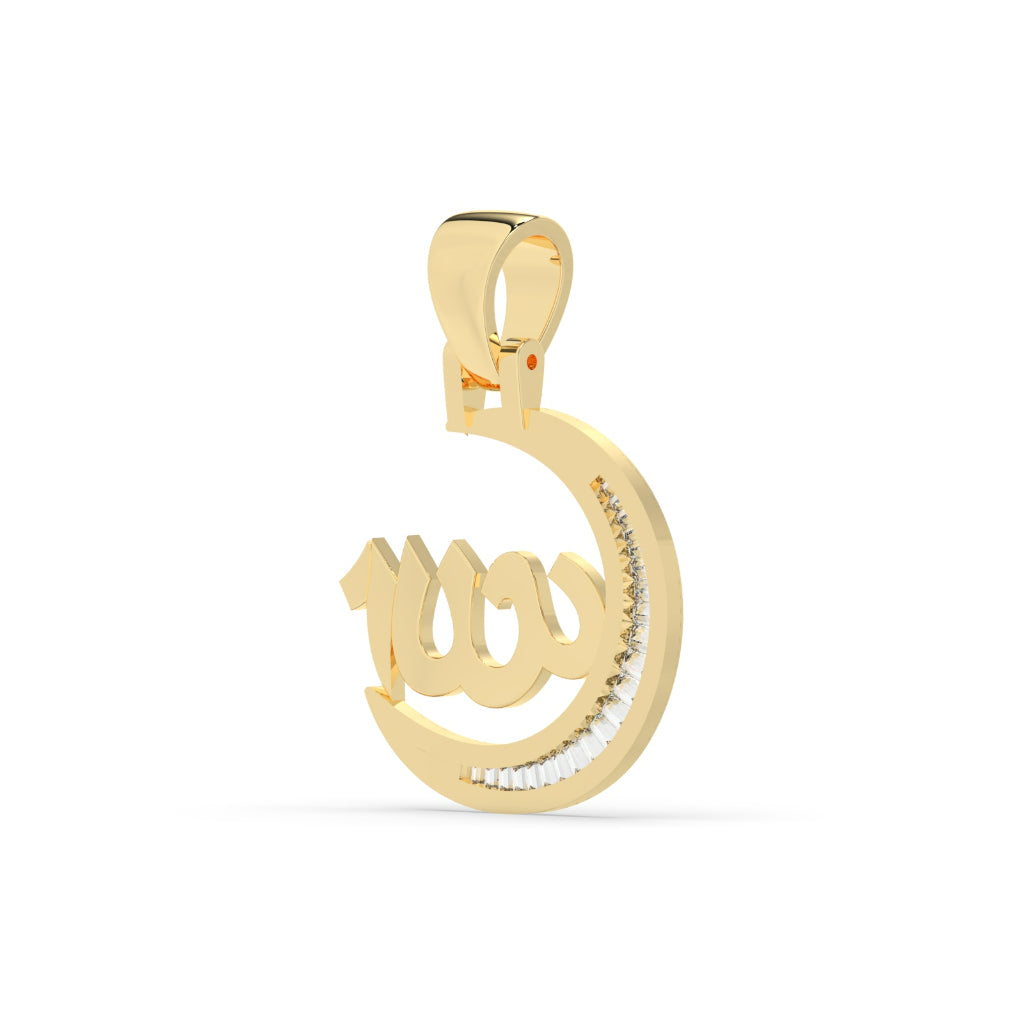 Allah Name Moon Shape Pendant