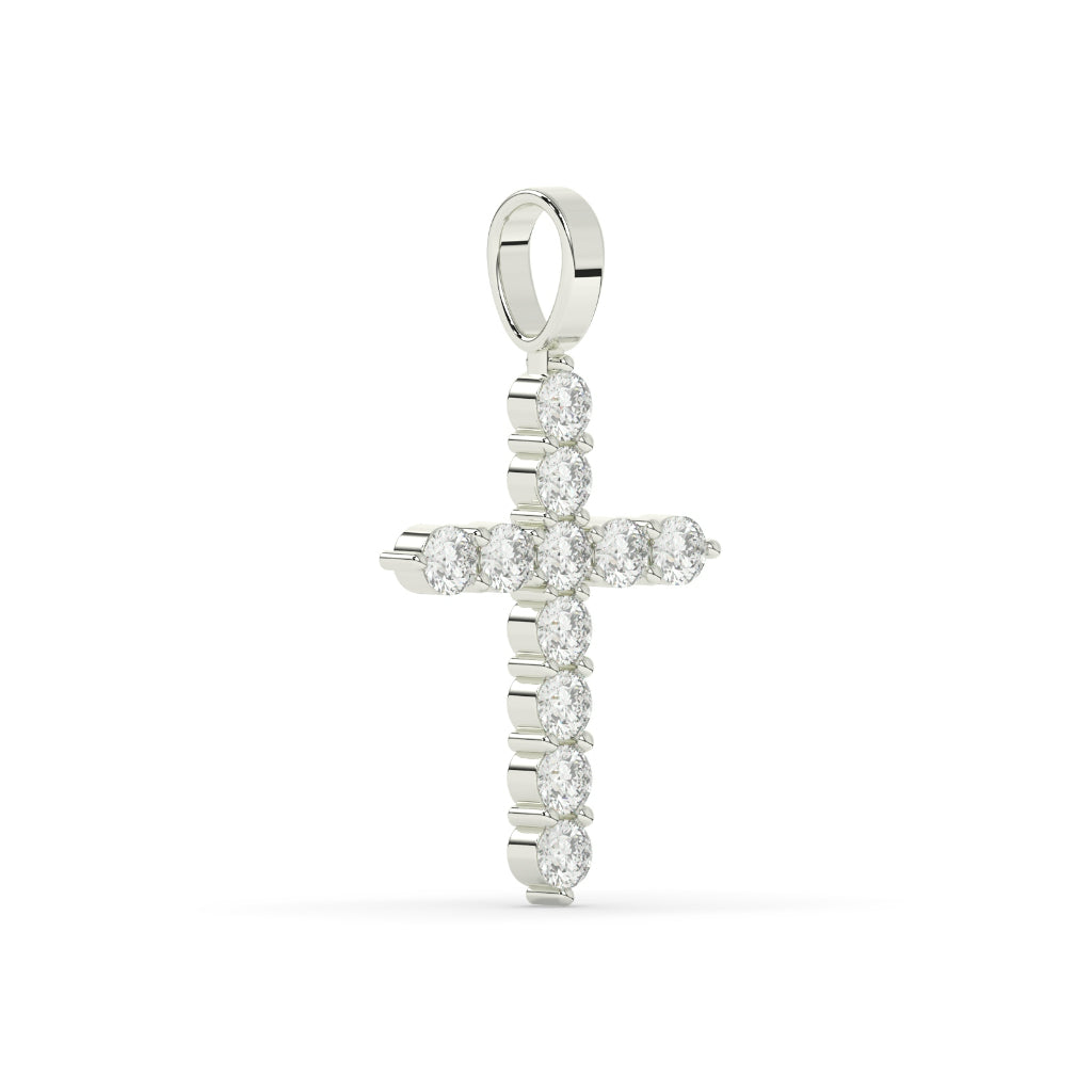 Classic Round Diamond Cross Pendant