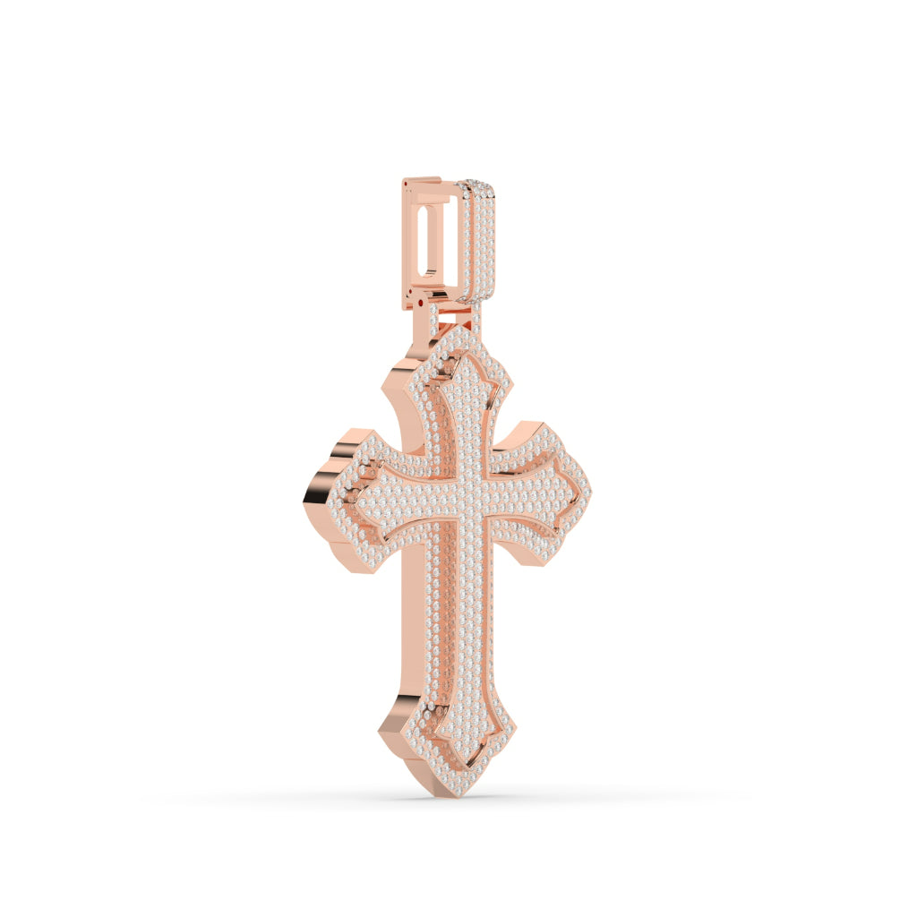 Iced Curved Gothic Cross Pendant