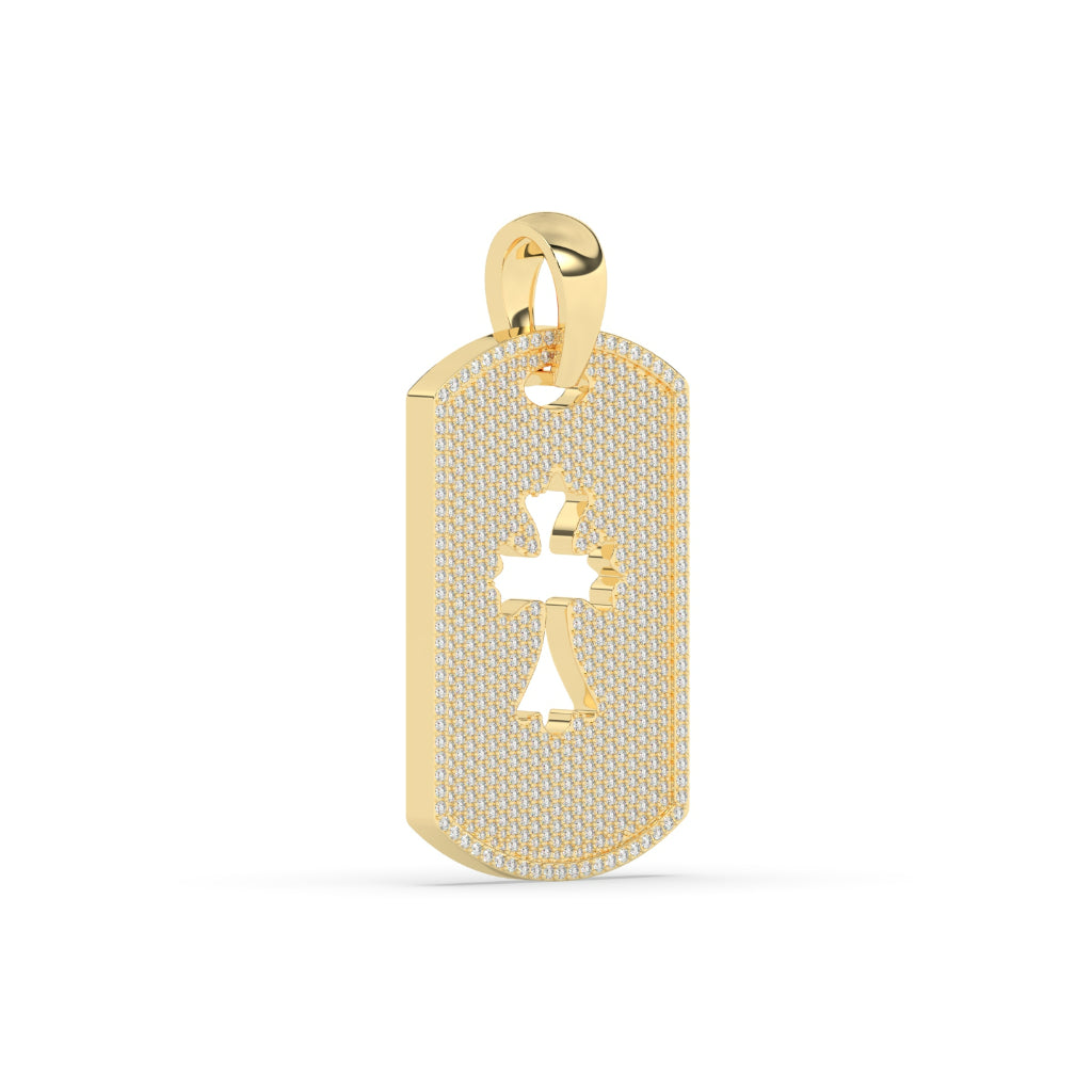 Cross Cut Gold Tag Pendant
