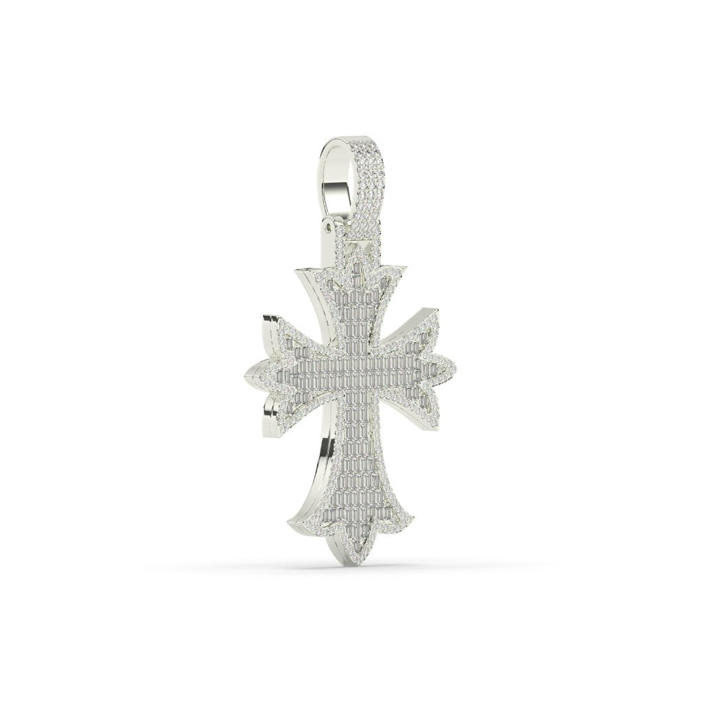 Baguette Gothic Diamond Cross Pendant