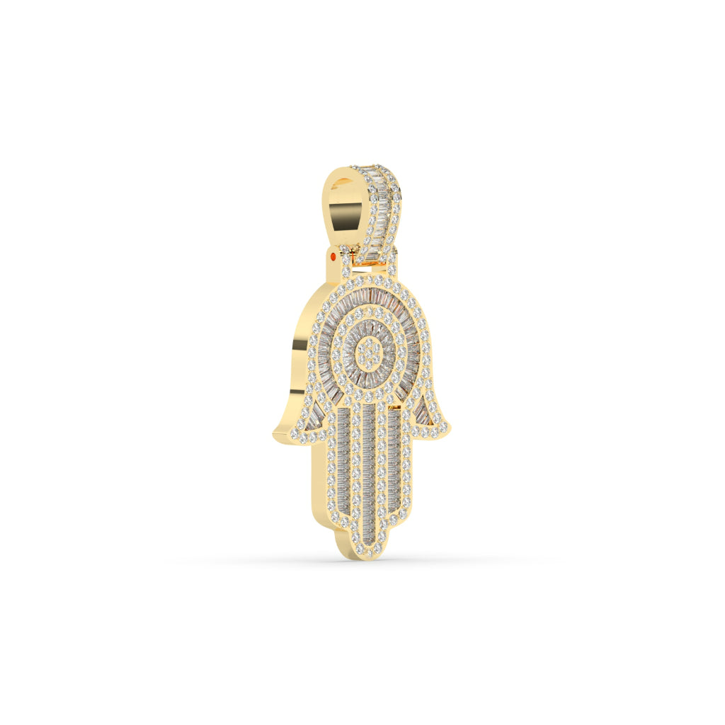Iced Hamsa Hand Diamond Pendant