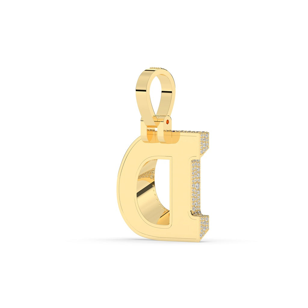 Iced Blue Dot D Pendant