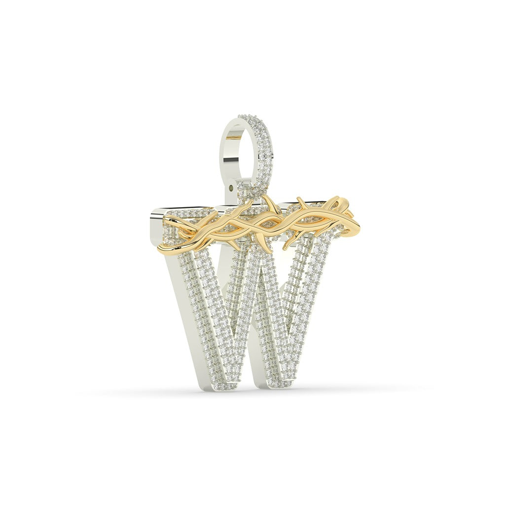 Bold Thorned W Diamond Necklace
