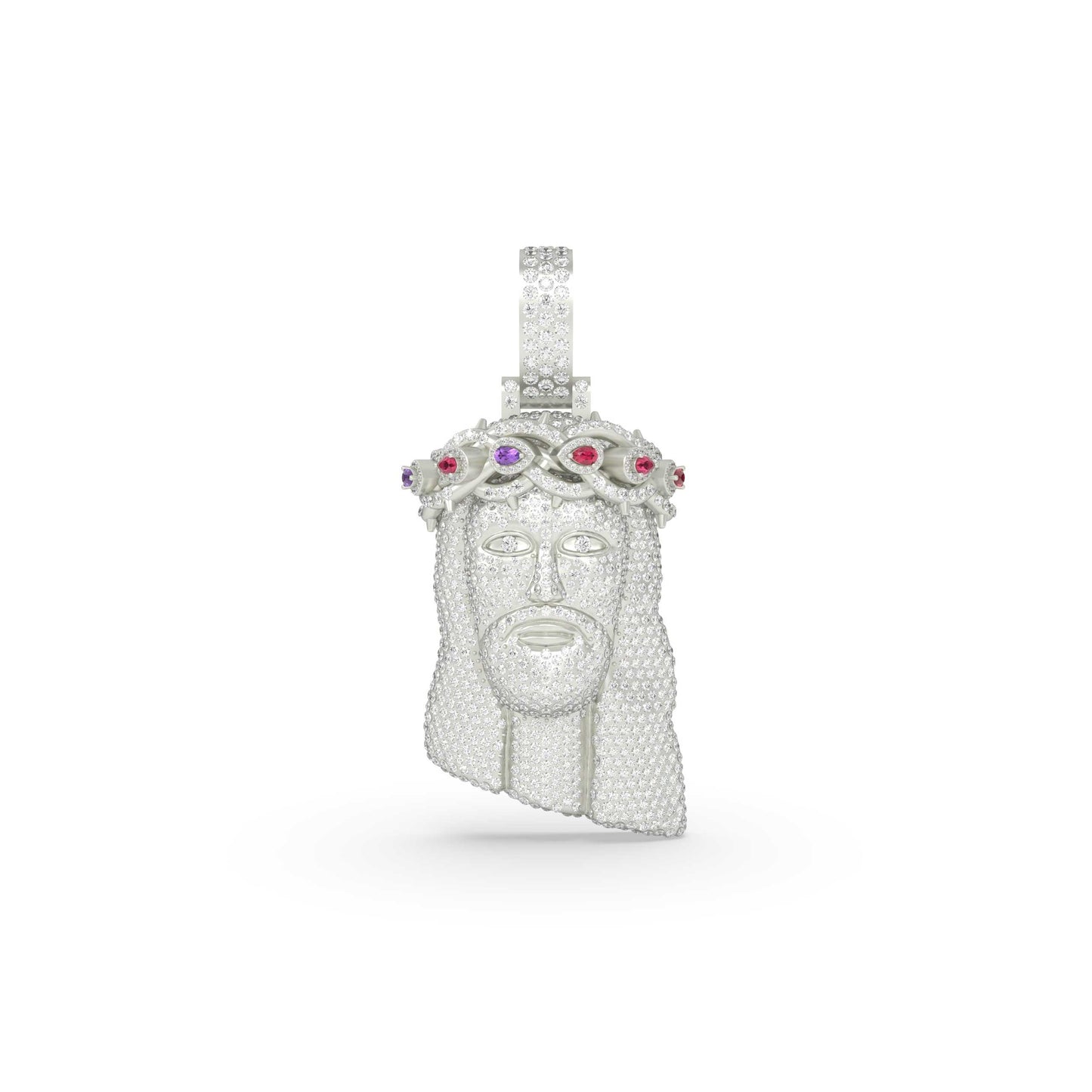 Jesus Crown Ruby Diamond Pendant