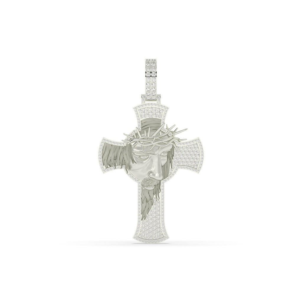 Crowned Savior Diamond Cross Charm