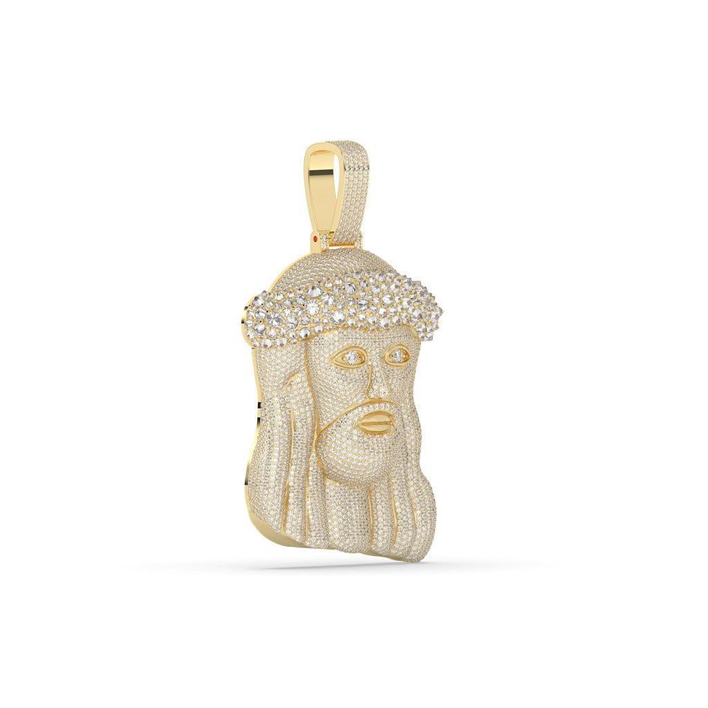 Iced Jesus Head Crown Pendant