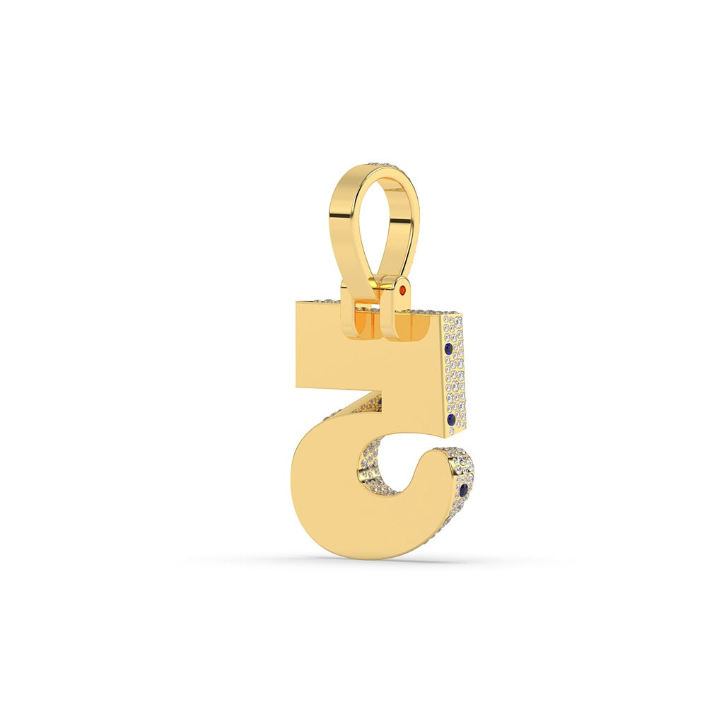 Number Five Diamond Iced Charm