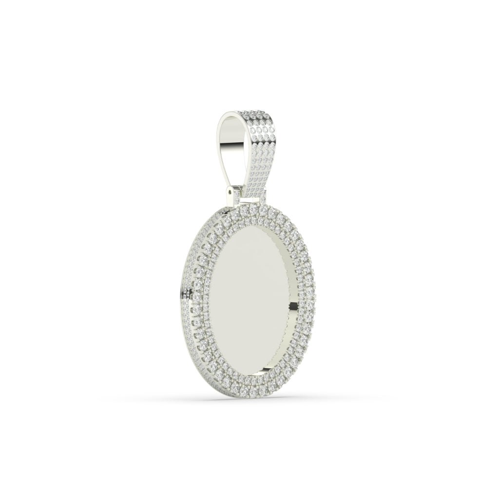 Iced Oval Gold Charm Pendant