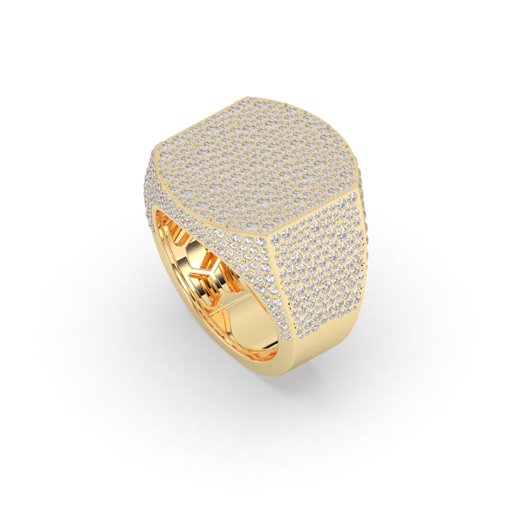 Golden Iced Oval Power Ring