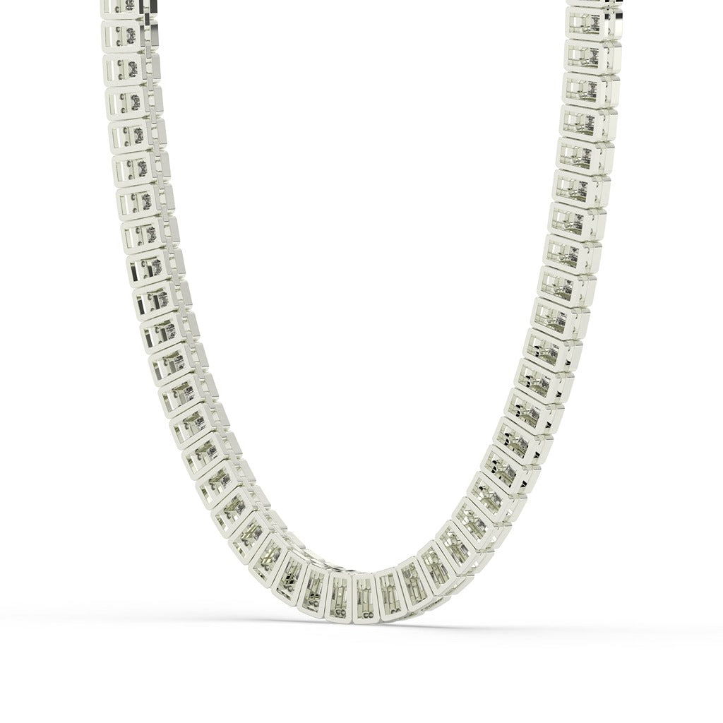 Dual Row Baguette Diamond Necklace