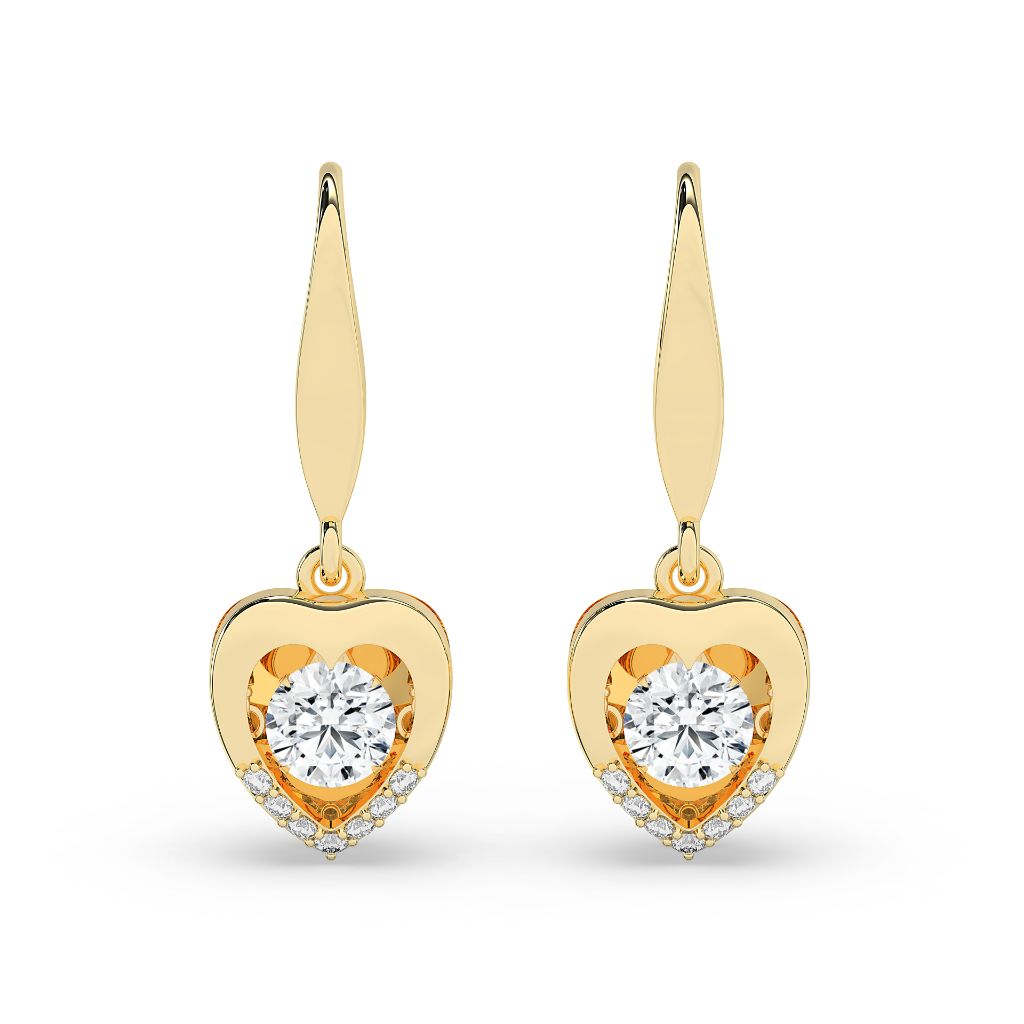 Rose Gold Heart Drop Earrings