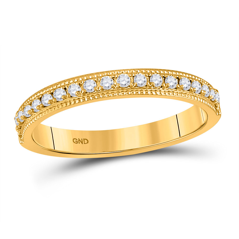 14kt Yellow Gold Womens Round Diamond Band Ring 1/4 Cttw