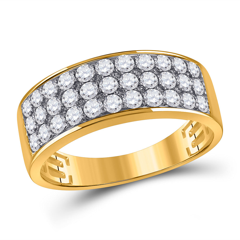 14kt Yellow Gold Mens Round Diamond Pave Band Ring 1-3/8 Cttw
