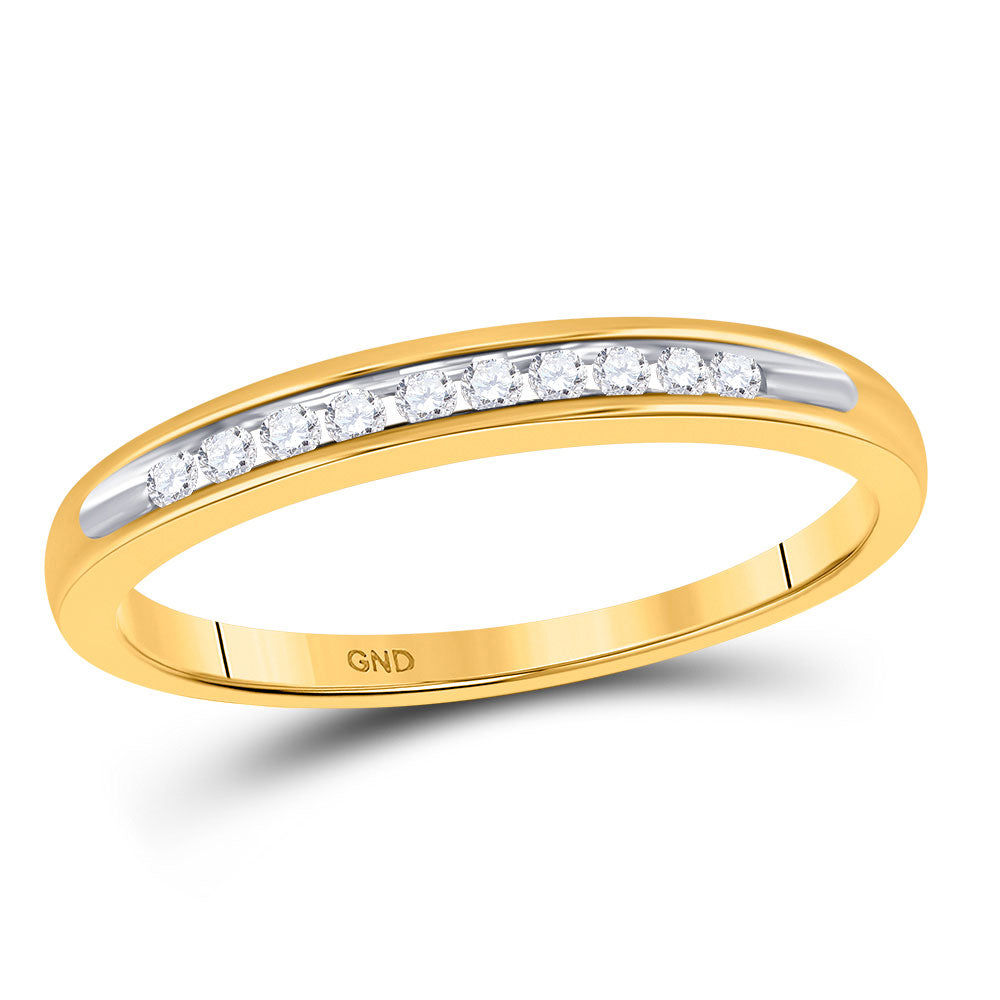 10kt Yellow Gold Womens Round Diamond Single Row Band Ring 1/10 Cttw