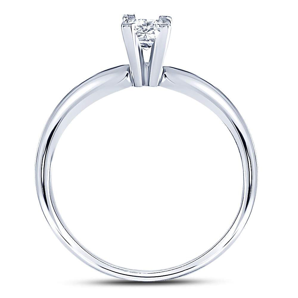 14kt White Gold Womens Princess Diamond Solitaire Bridal Wedding Engagement Ring 1/3 Cttw