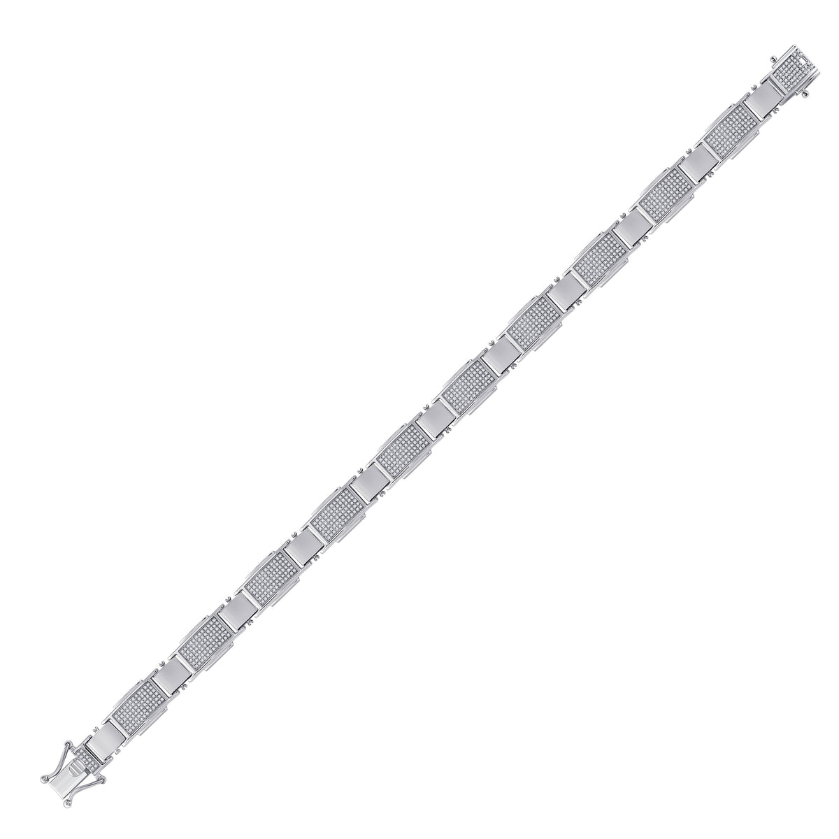 10kt White Gold Mens Round Diamond Fashion Bracelet 1-1/2 Cttw