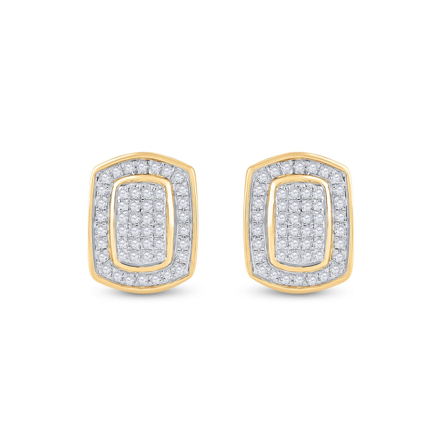 10kt Yellow Gold Womens Round Diamond Cluster Earrings 1/4 Cttw