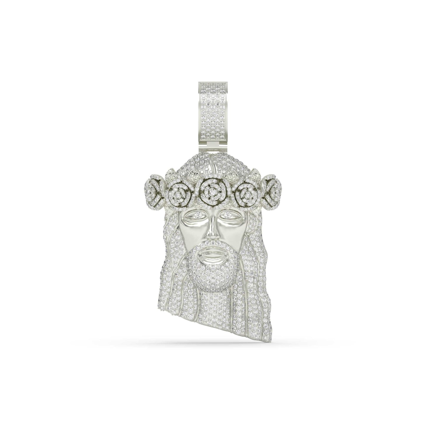Jesus Rose Crown Diamond Pendant
