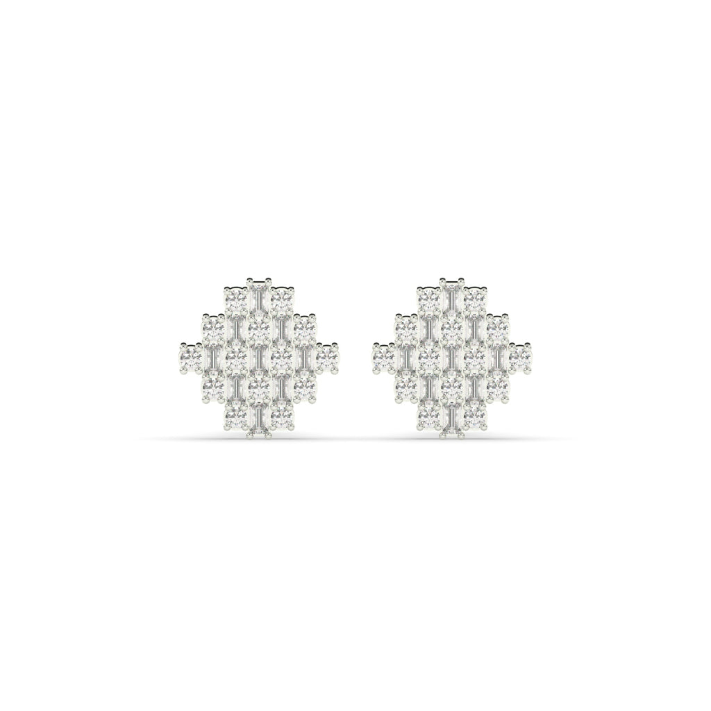 Baguette Cross Cluster Stud Earrings