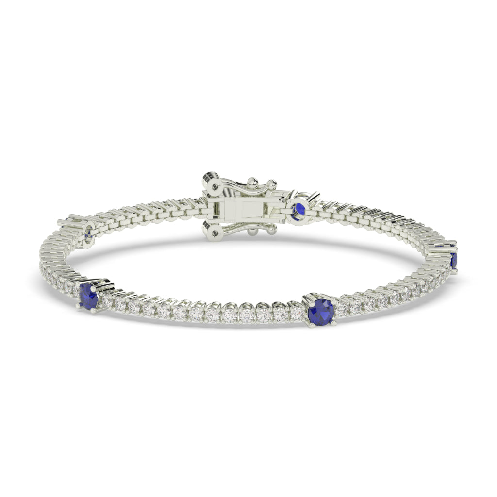 Elegant Blue Sapphire Diamond Bracelet