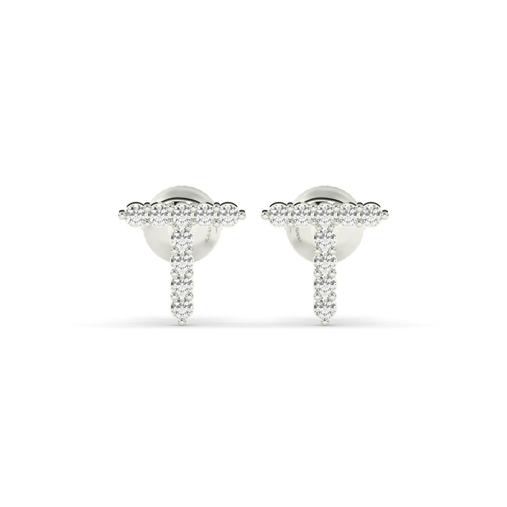 Personalized T Diamond Stud Earrings