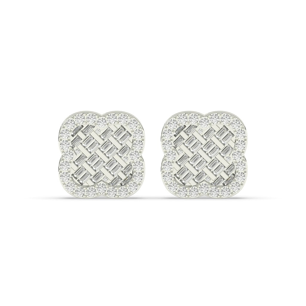 Crisscross Baguette Halo Studs