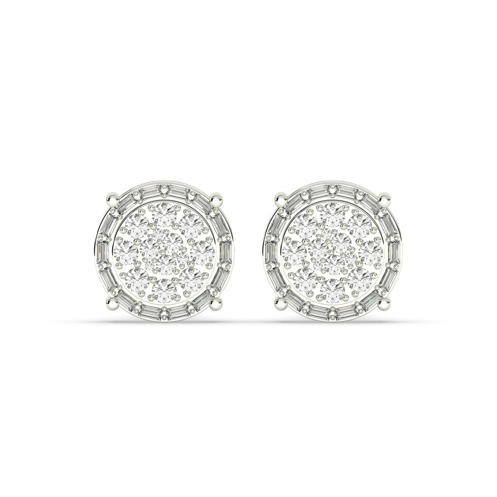 Baguette Border Diamond Studs