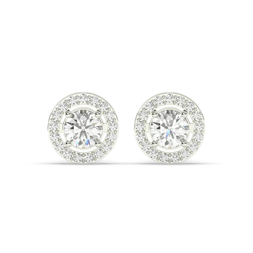 Gold Halo Circle Diamond Earrings