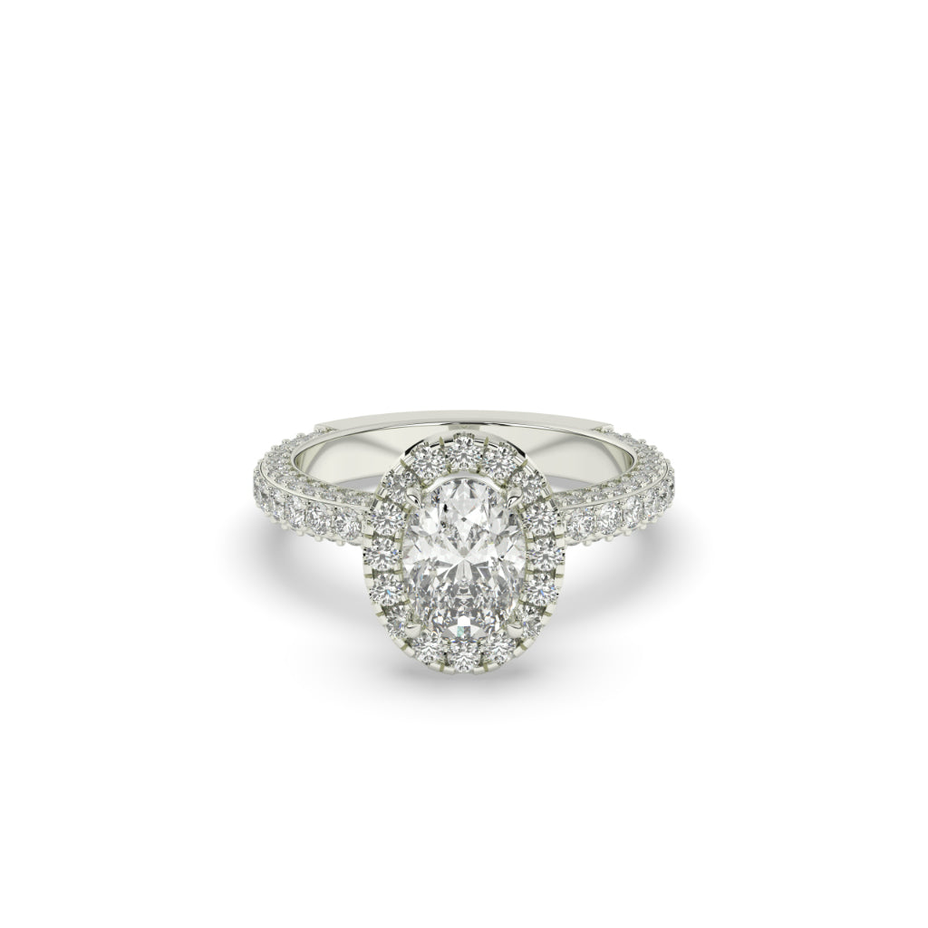 Regal Oval Halo Engagement Ring